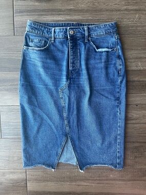 NWOT!! Old Navy Blue Denim Midi Skirt with Front Slit